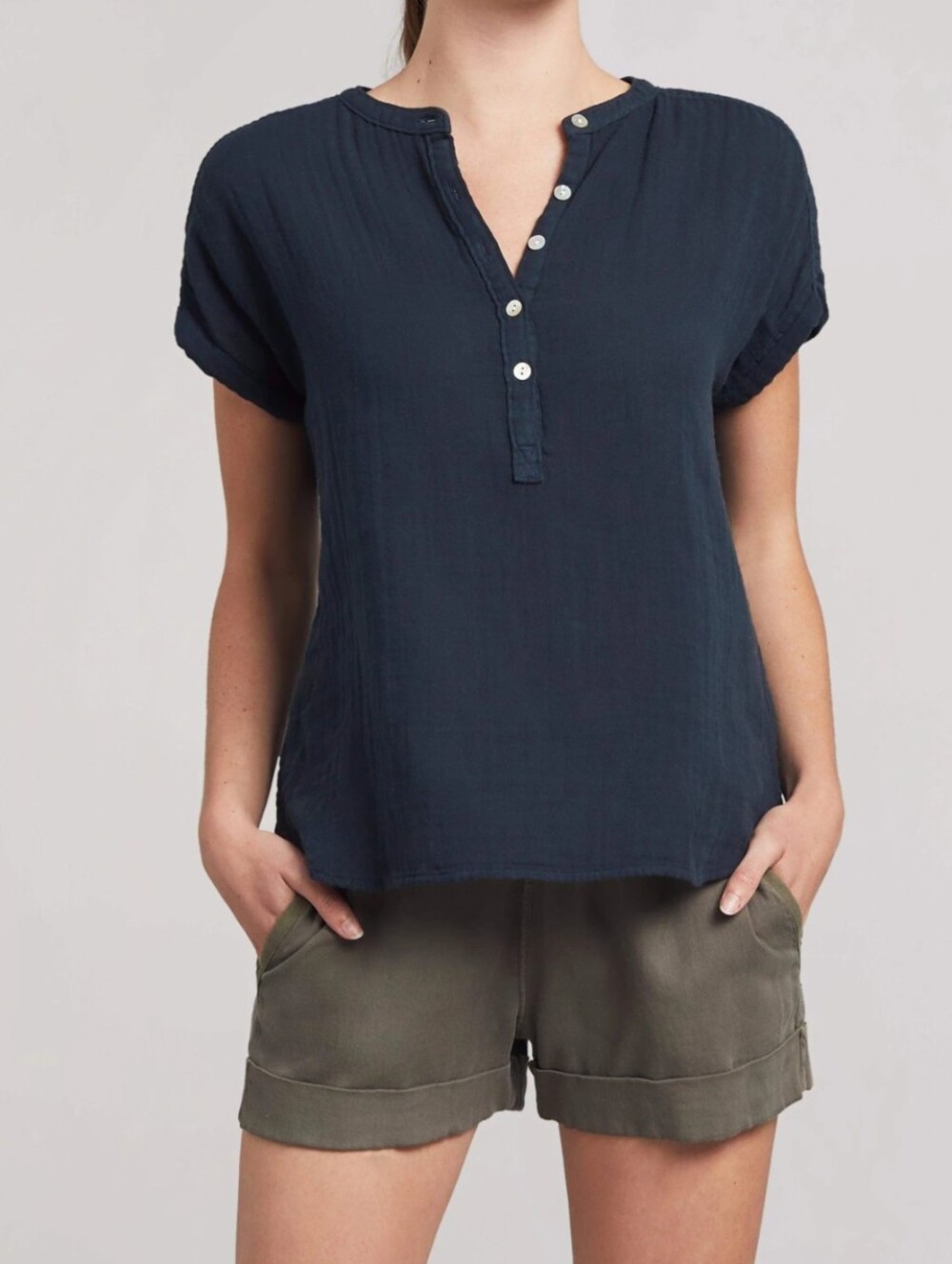 Faherty Dream Cotton Gauze Desmond Top Sz s